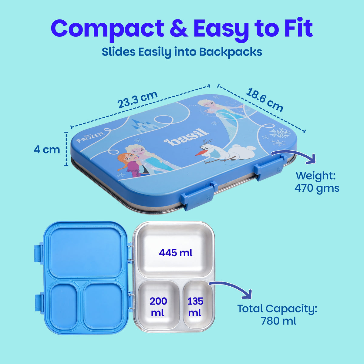 Bento Lite 3 Section Lunch Box - Frozen Magic