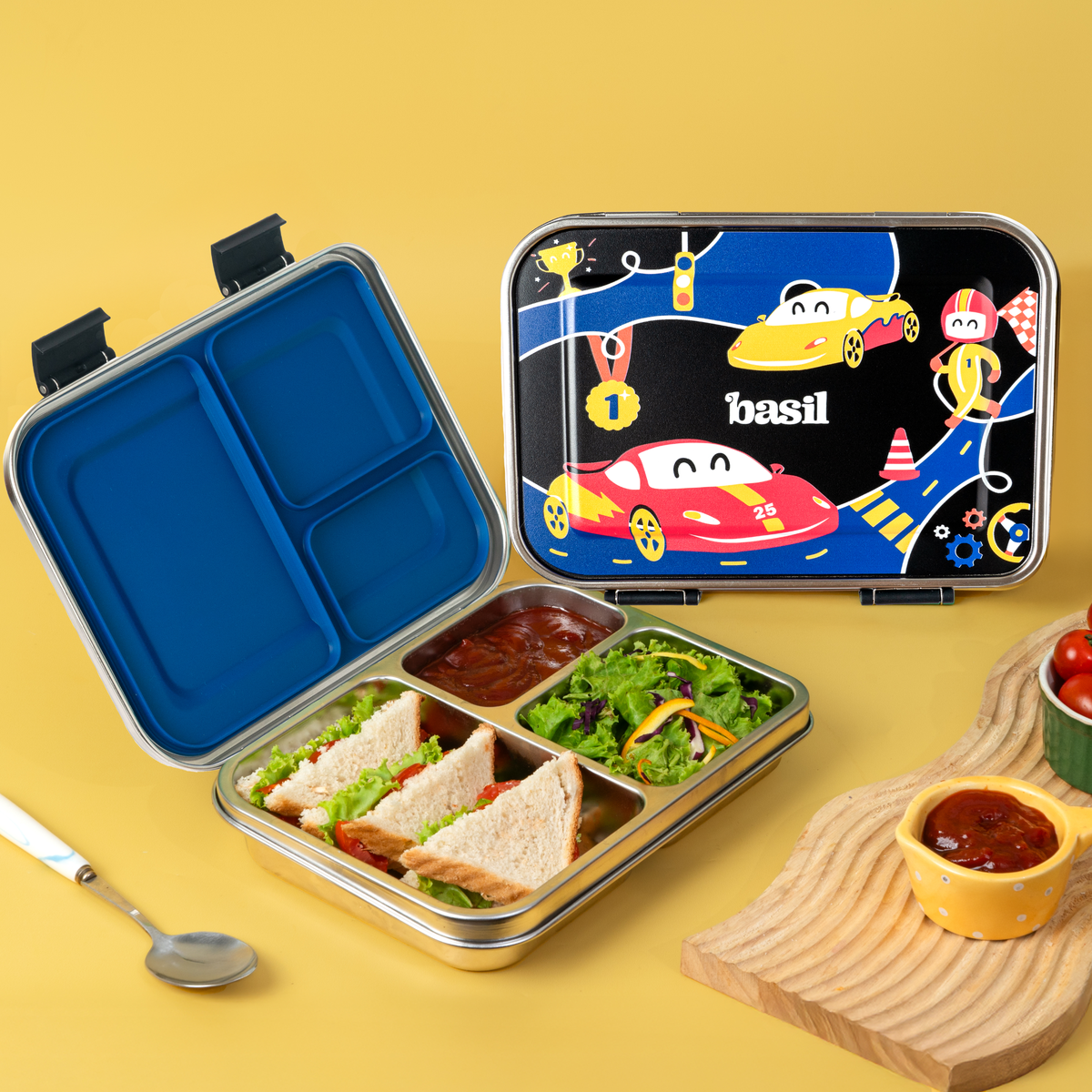 Buy Bento Stainless Steel 3 Compartment Lunch Box for Organized Meals ...