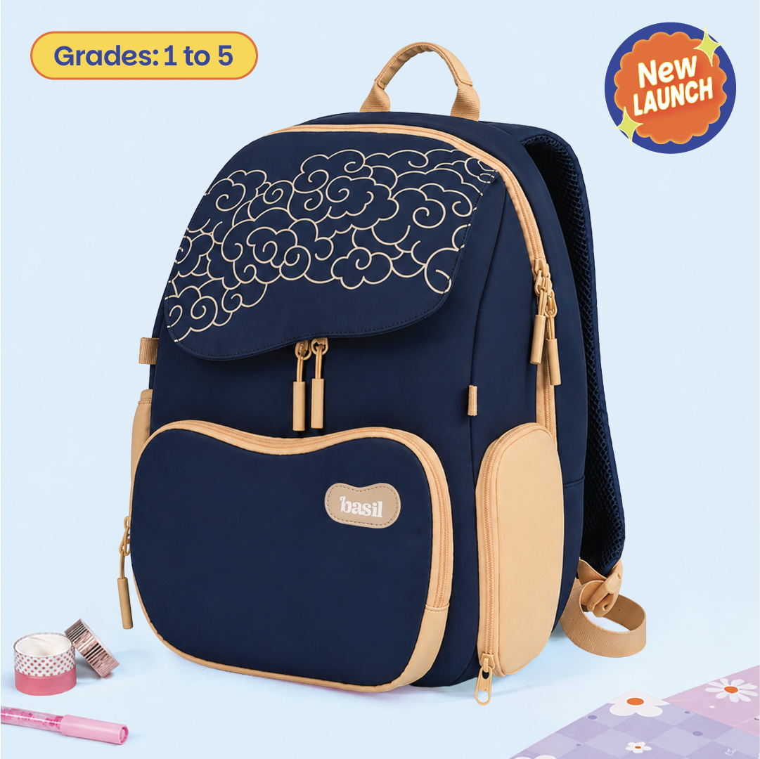Basil Wander Bag Midnight Sora – 20L ergonomic school backpack for kids grades 1 to 5