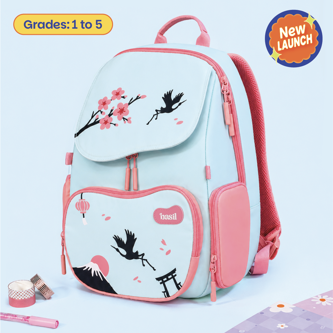 Basil Wander Bag Sakura Bloom – 20L ergonomic school backpack for kids grades 1 to 5