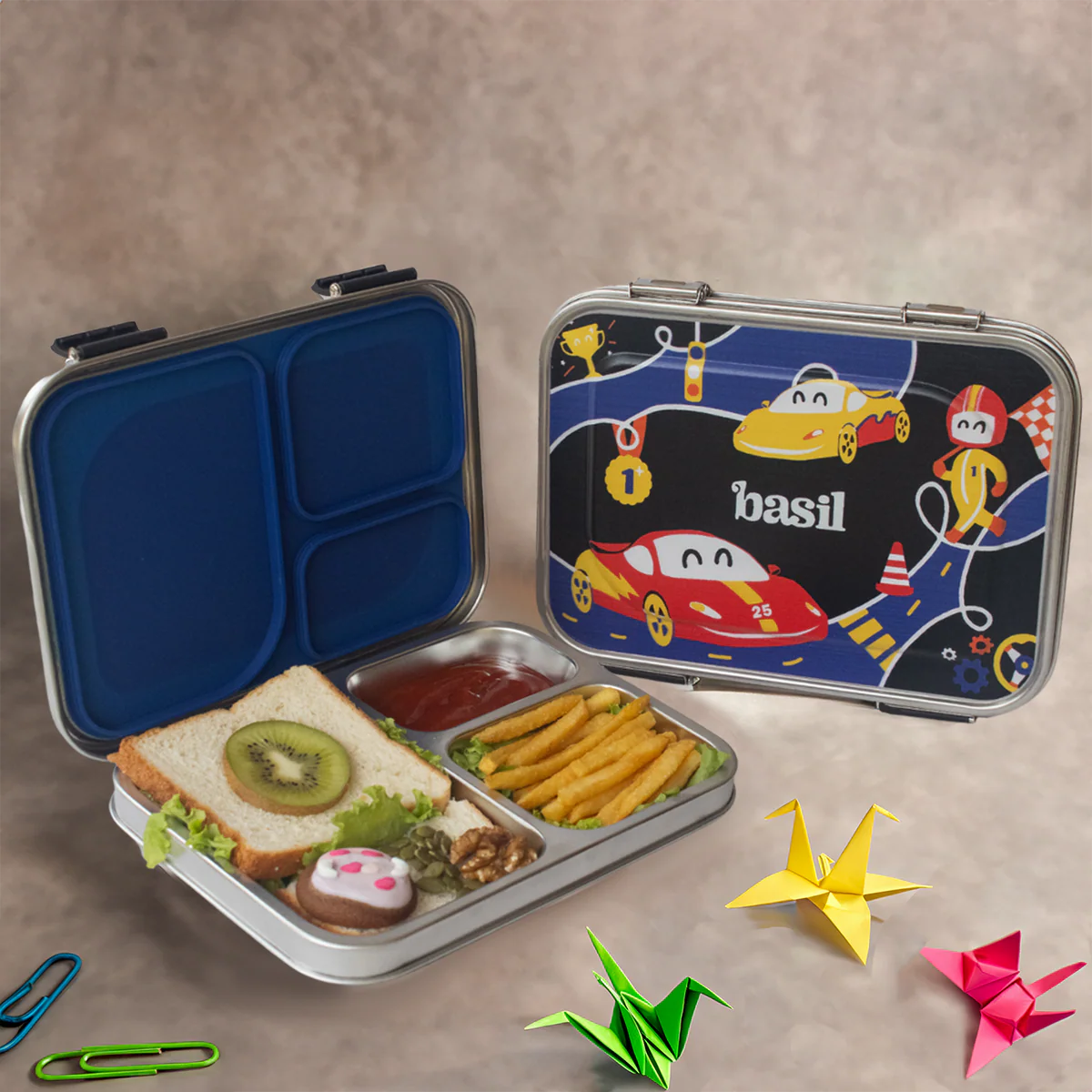 3 Compartment Stainless steel Lunchbox- Rally Wally