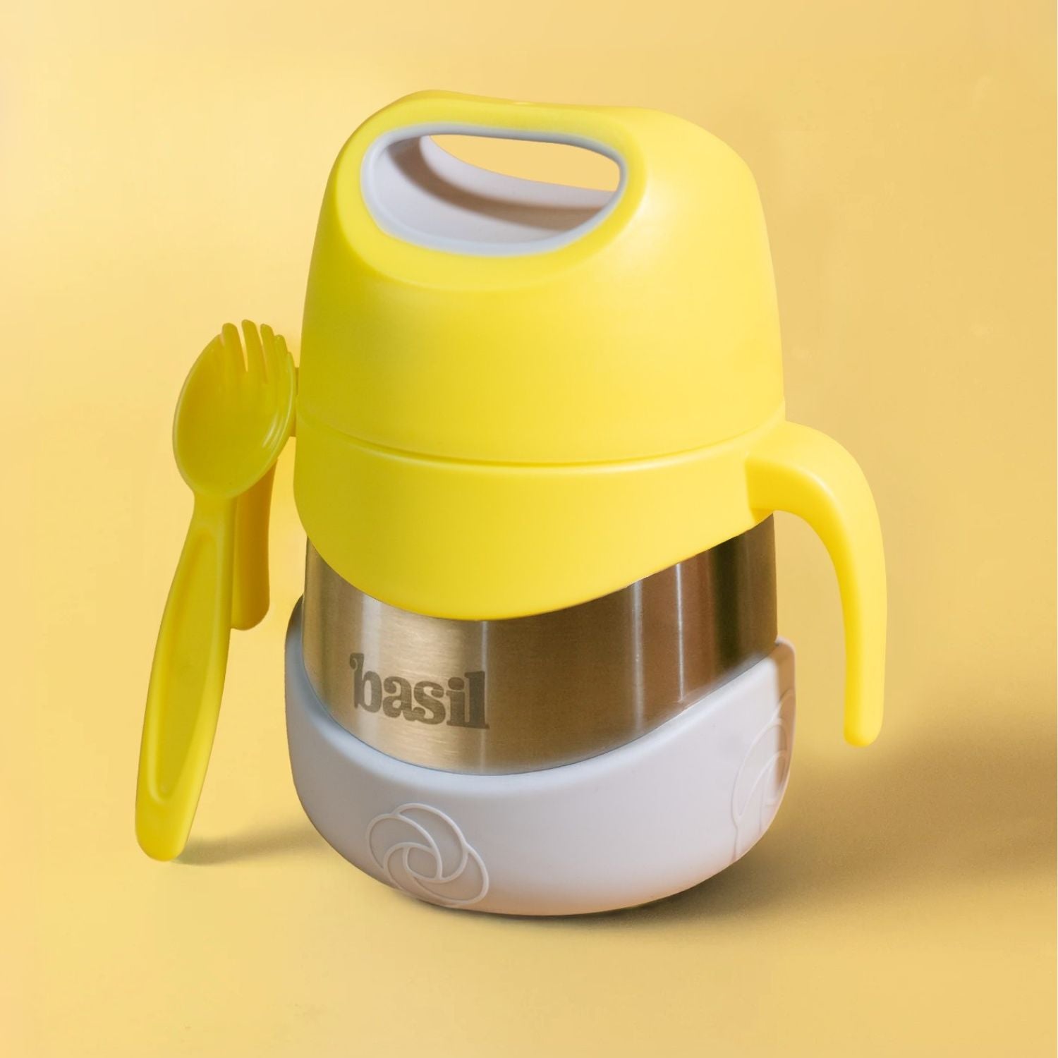 Insulated Jar with Carry handle & Spork - Lemon