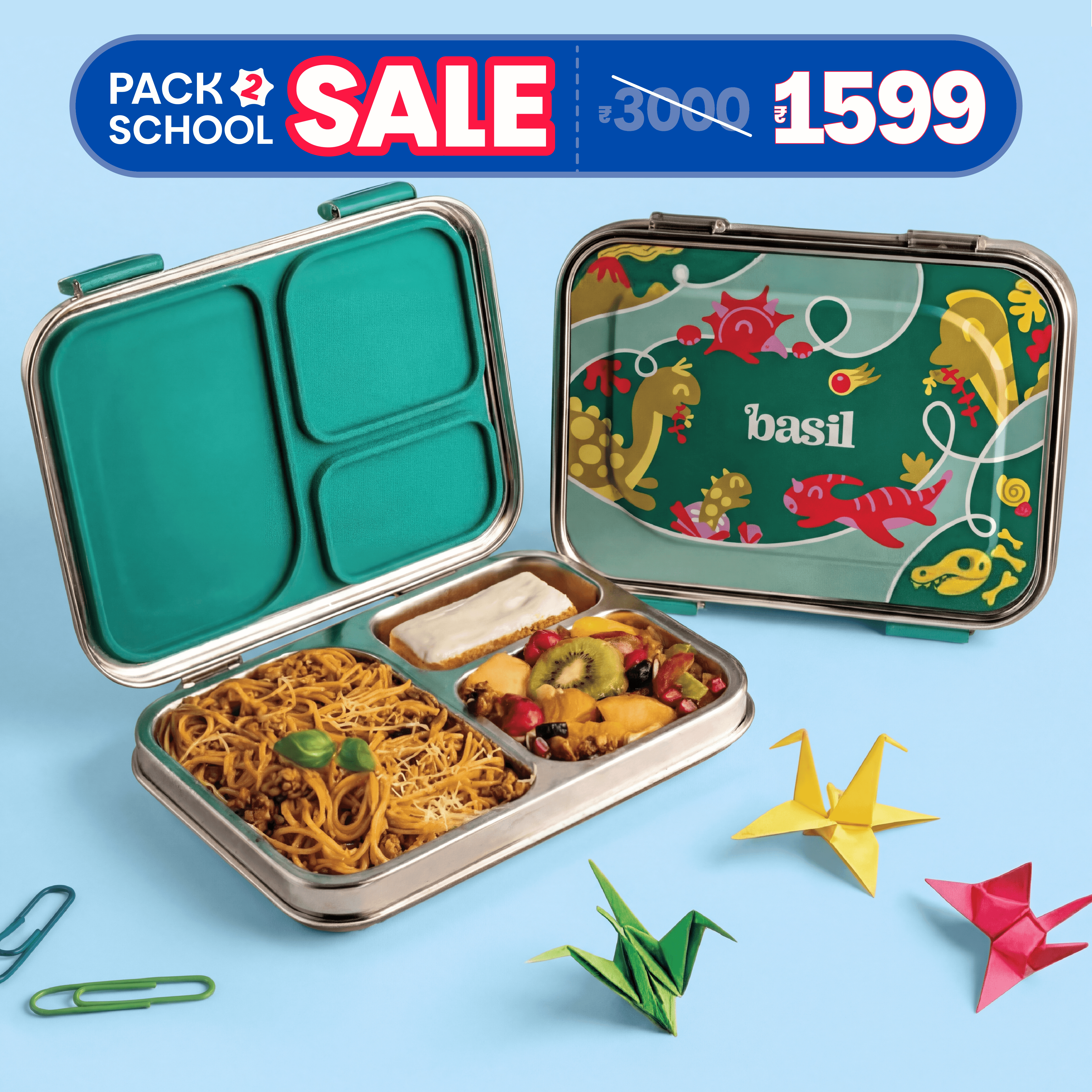 3 Compartment Stainless steel Lunchbox - Hocus Docus