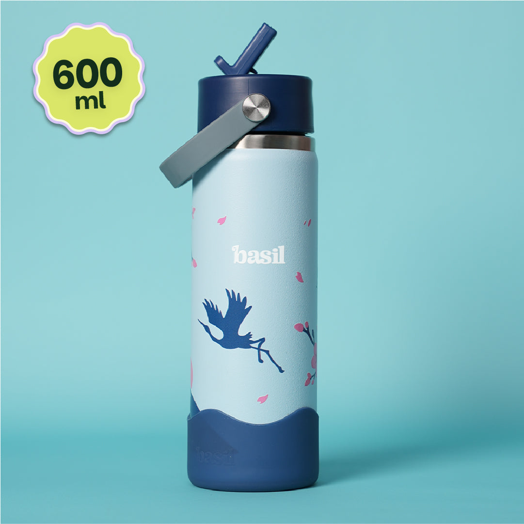 Insulated Stainless steel Sipper with Carry Handle - Sakura Bloom