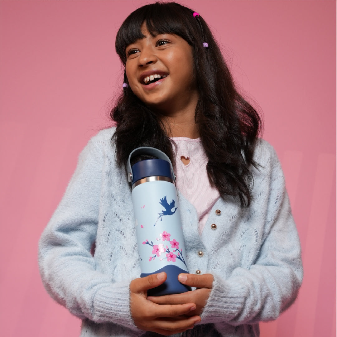 Insulated Stainless steel Sipper with Carry Handle - Sakura Bloom