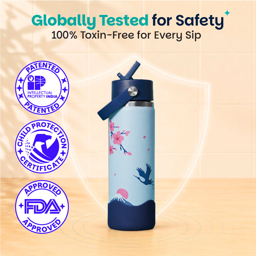Insulated Stainless steel Sipper with Carry Handle - Sakura Bloom
