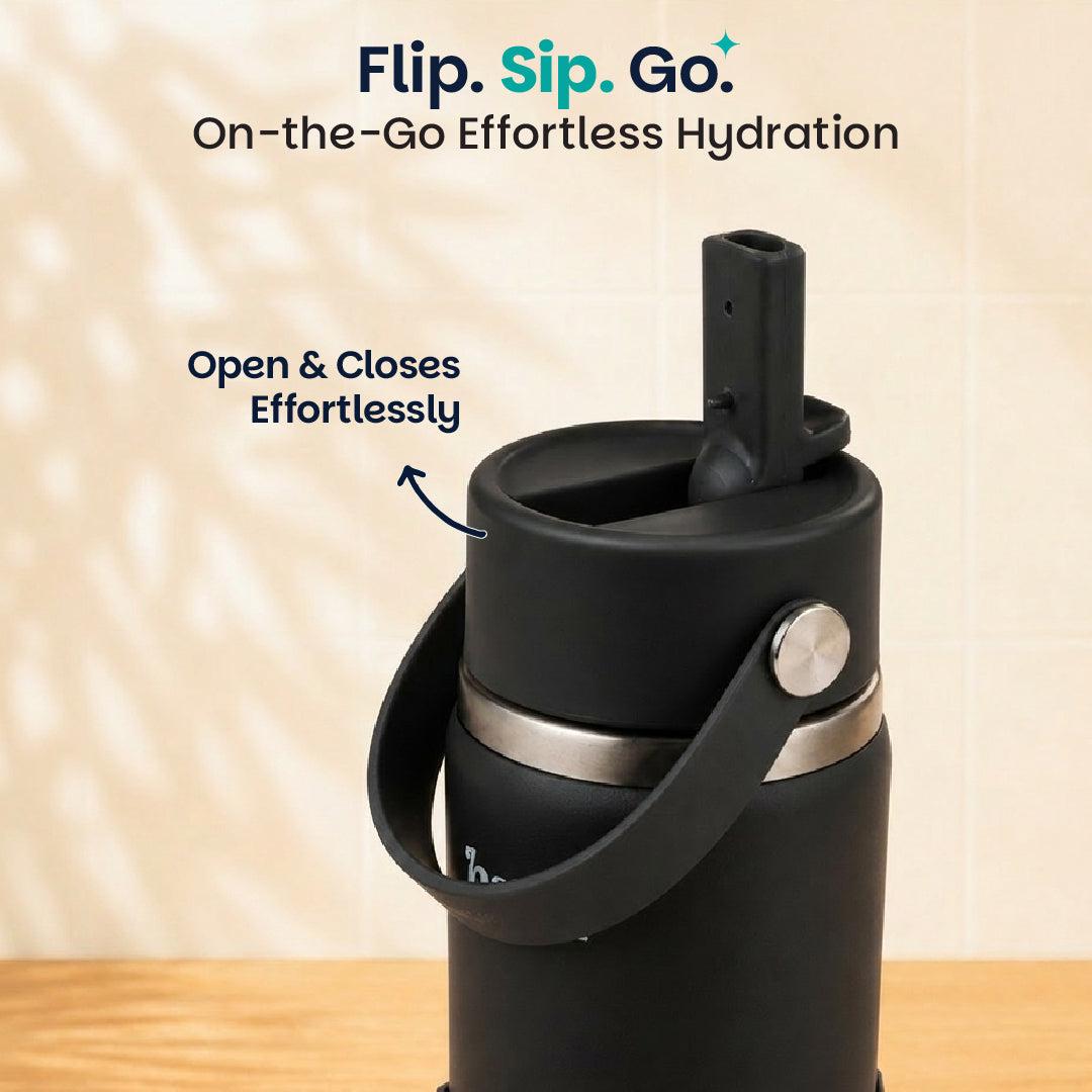 Insulated Stainless steel Sipper with Carry Handle - Classic Black