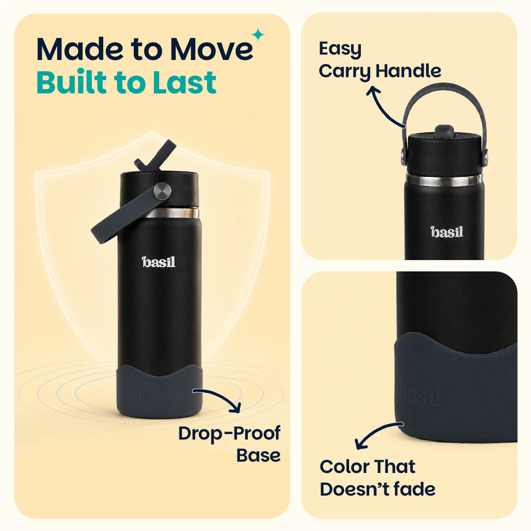 Insulated Stainless steel Sipper with Carry Handle - Classic Black
