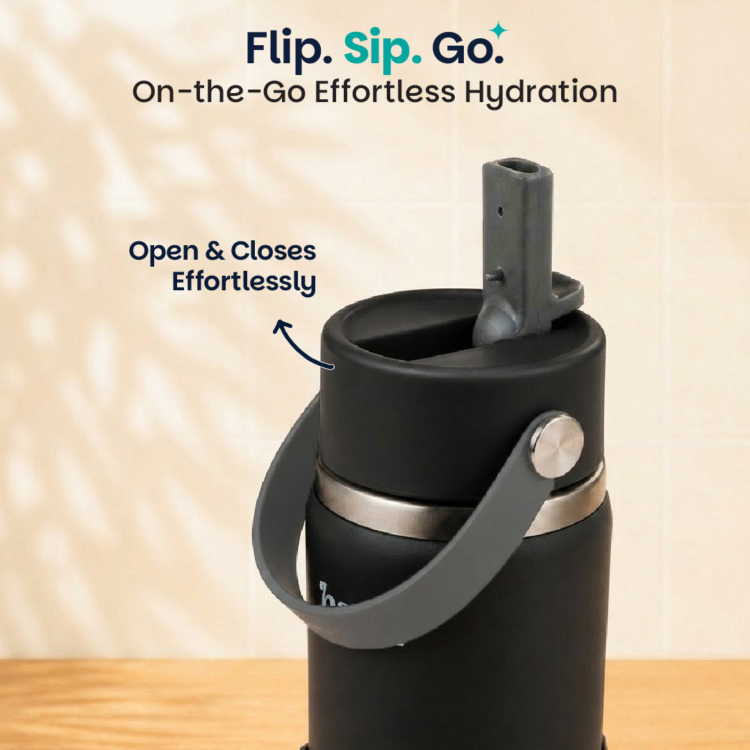 Insulated Stainless steel Sipper with Carry Handle - Classic Black