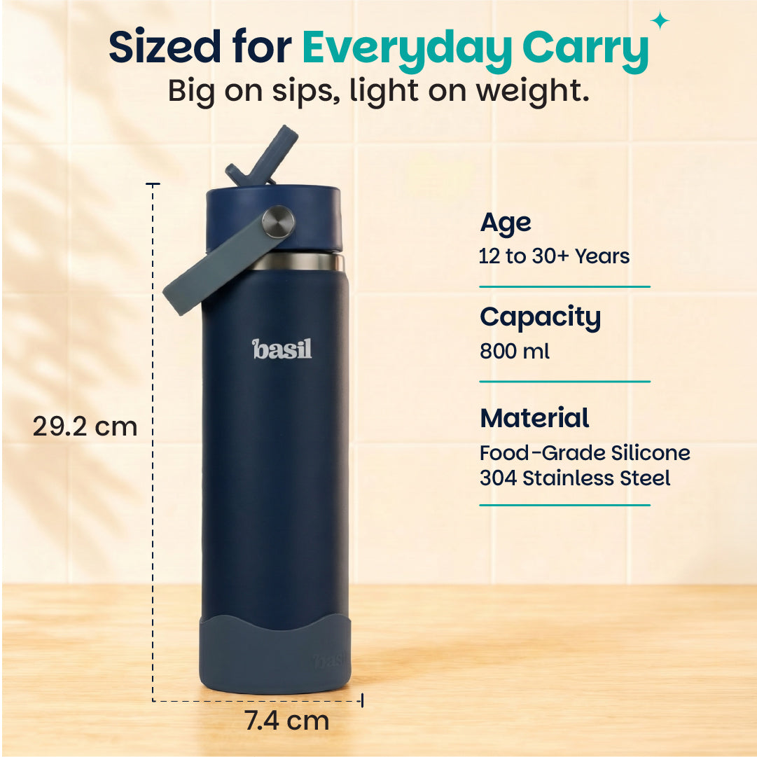 Insulated Stainless steel Sipper with Carry Handle - Classic Navy