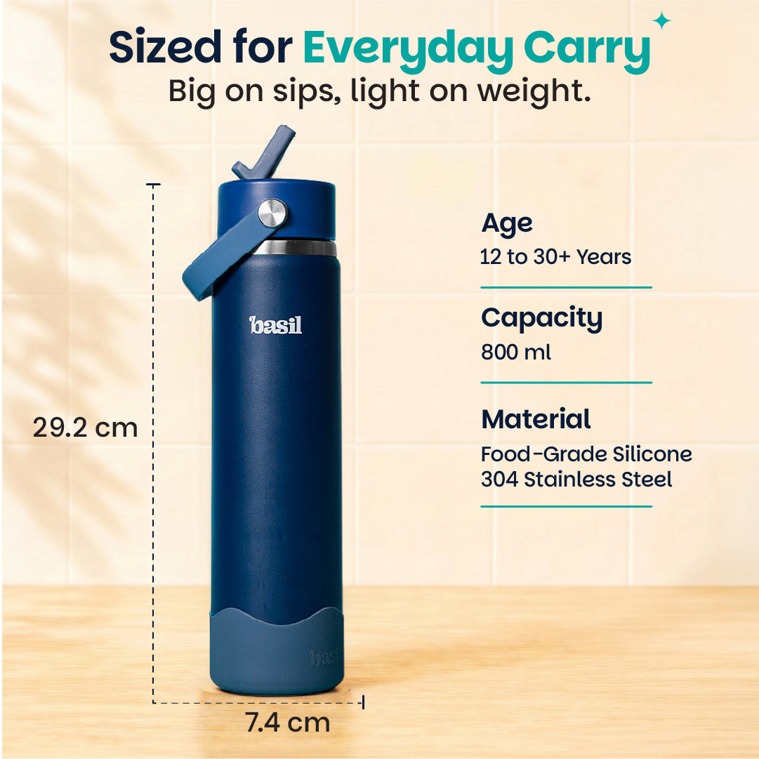 Insulated Stainless steel Sipper with Carry Handle - Classic Navy