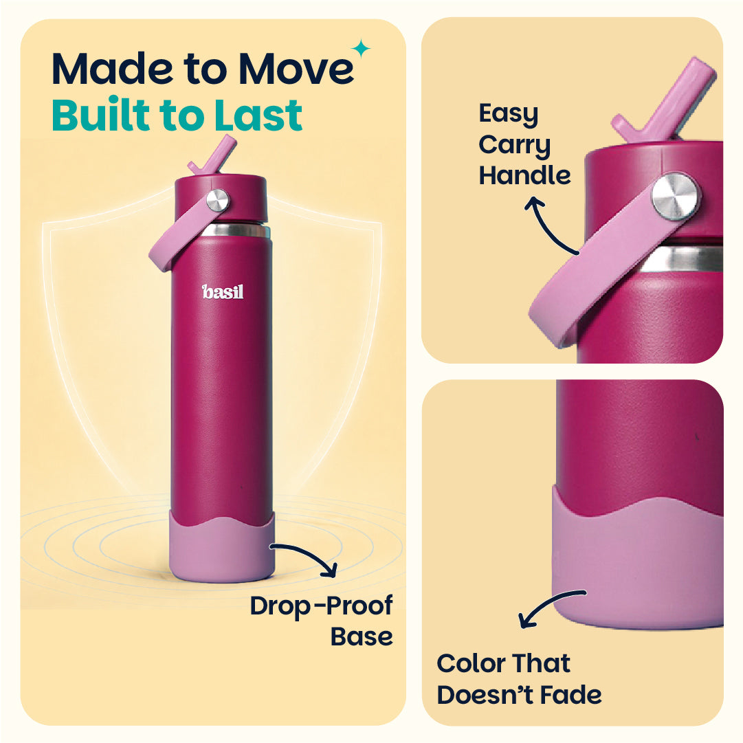 Insulated Stainless steel Sipper with Carry Handle - Classic Plum