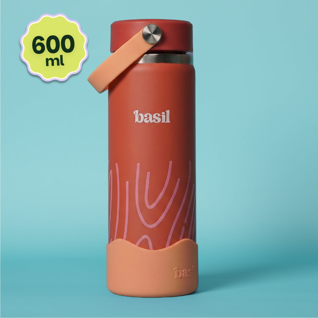 Insulated Stainless steel bottle with Carry Handle - Coral Swirl