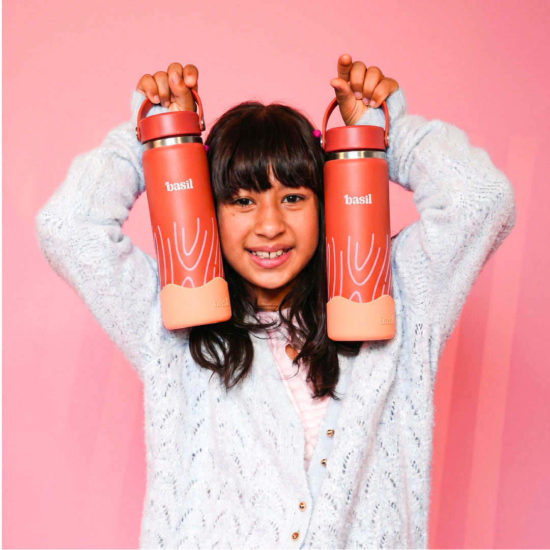 Insulated Stainless steel bottle with Carry Handle - Coral Swirl