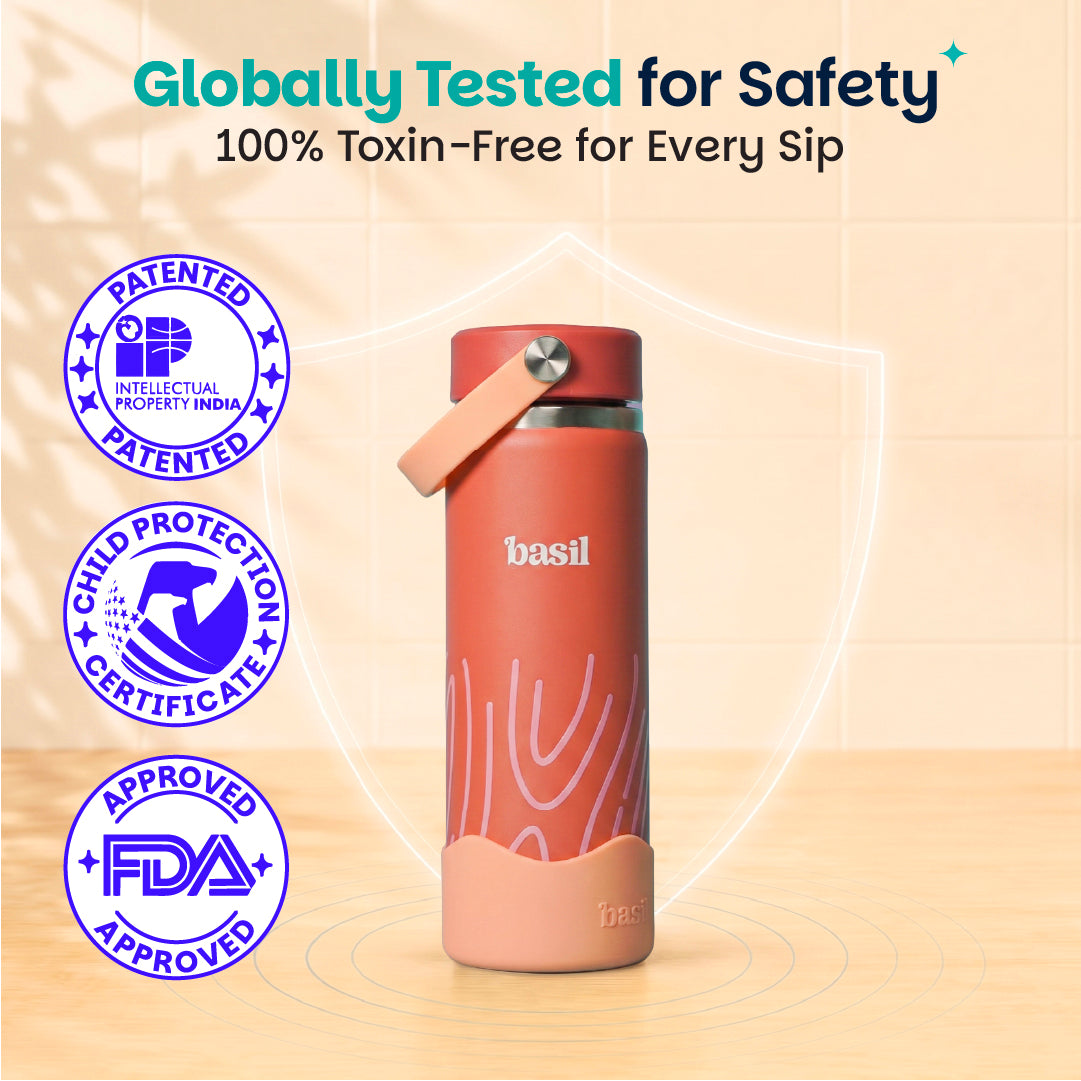 Insulated Stainless steel bottle with Carry Handle - Coral Swirl