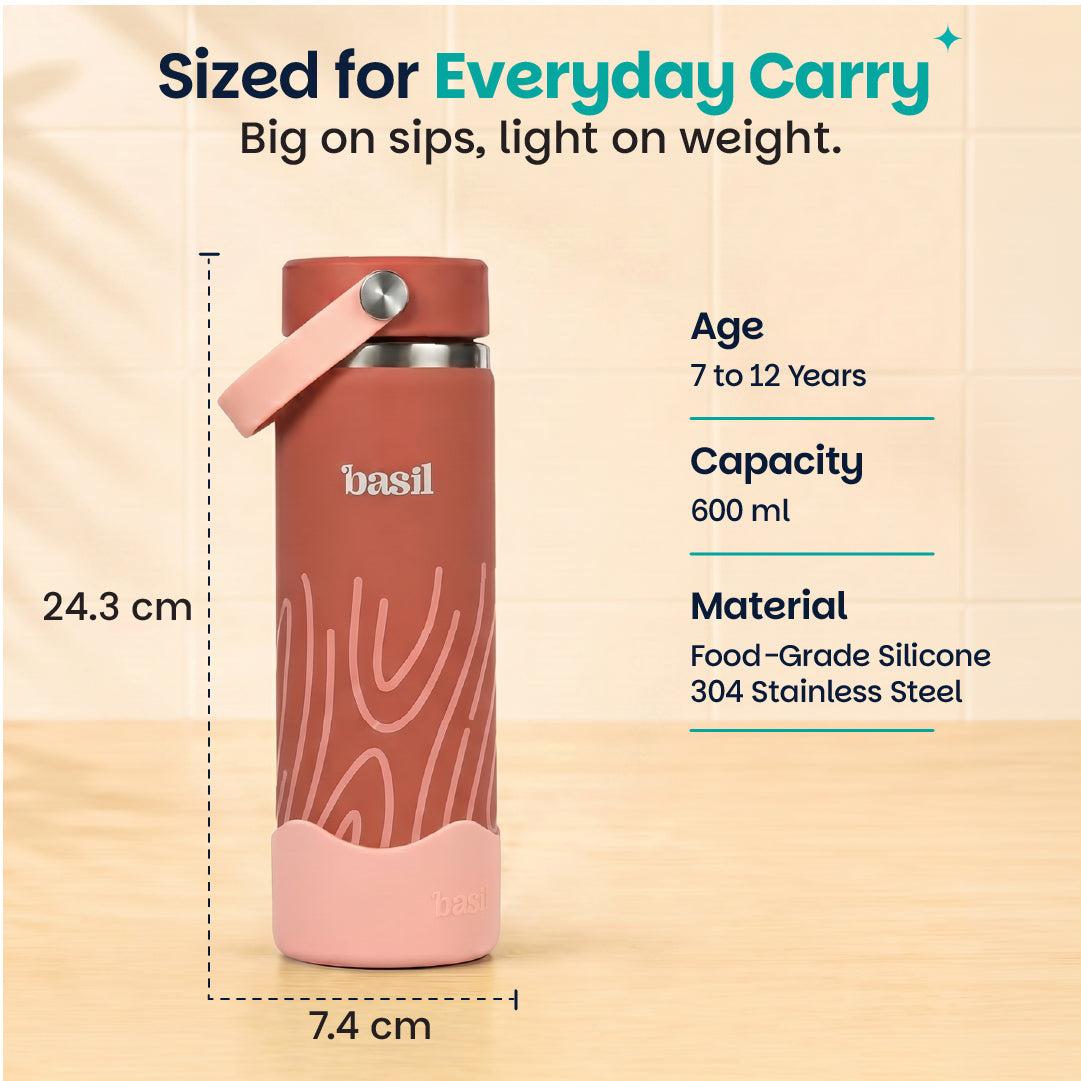 Insulated Stainless steel bottle with Carry Handle - Coral Swirl