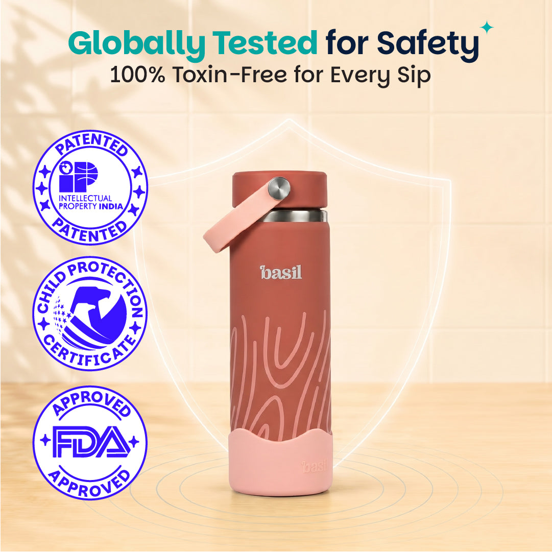 Insulated Stainless steel bottle with Carry Handle - Coral Swirl