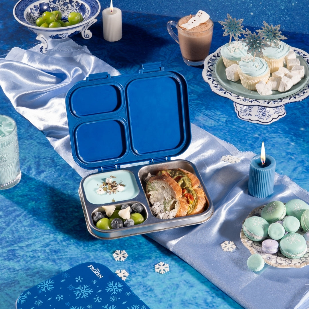 3 Compartment Stainless Steel Lunchbox with Plastic Lid - Frozen Magic