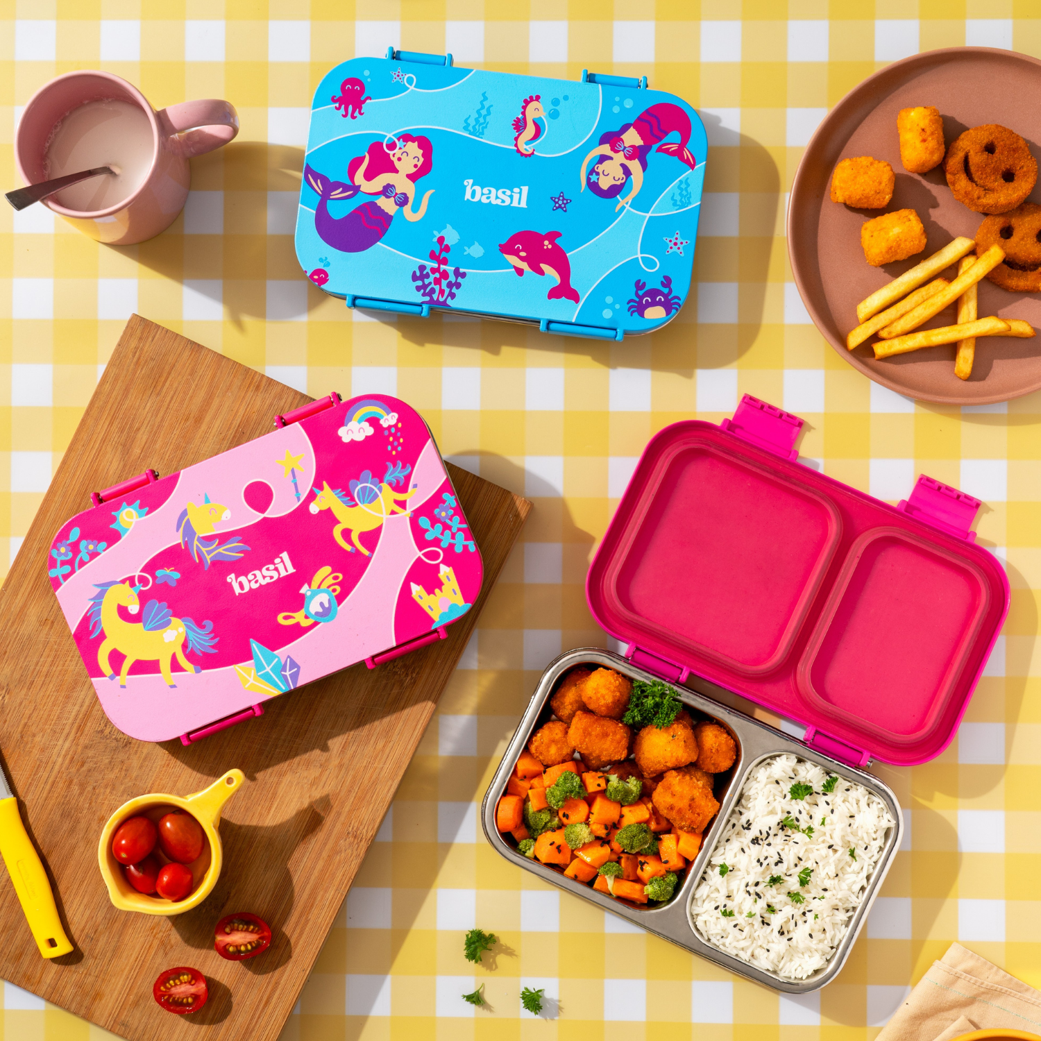 2 Compartment Stainless steel with Plastic Lid - Hocus Docus