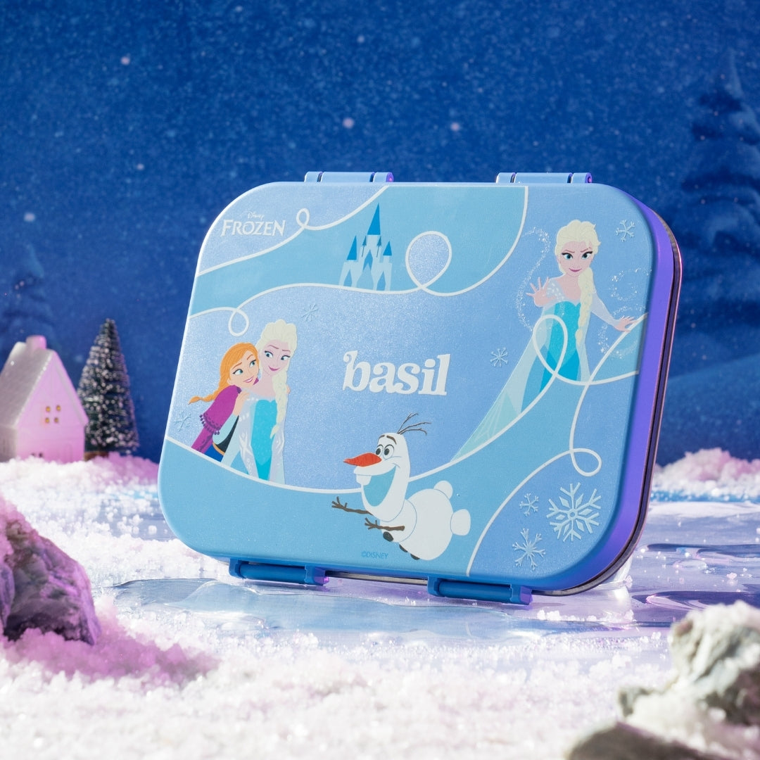 3 Compartment Stainless Steel Lunchbox with Plastic Lid - Frozen Magic