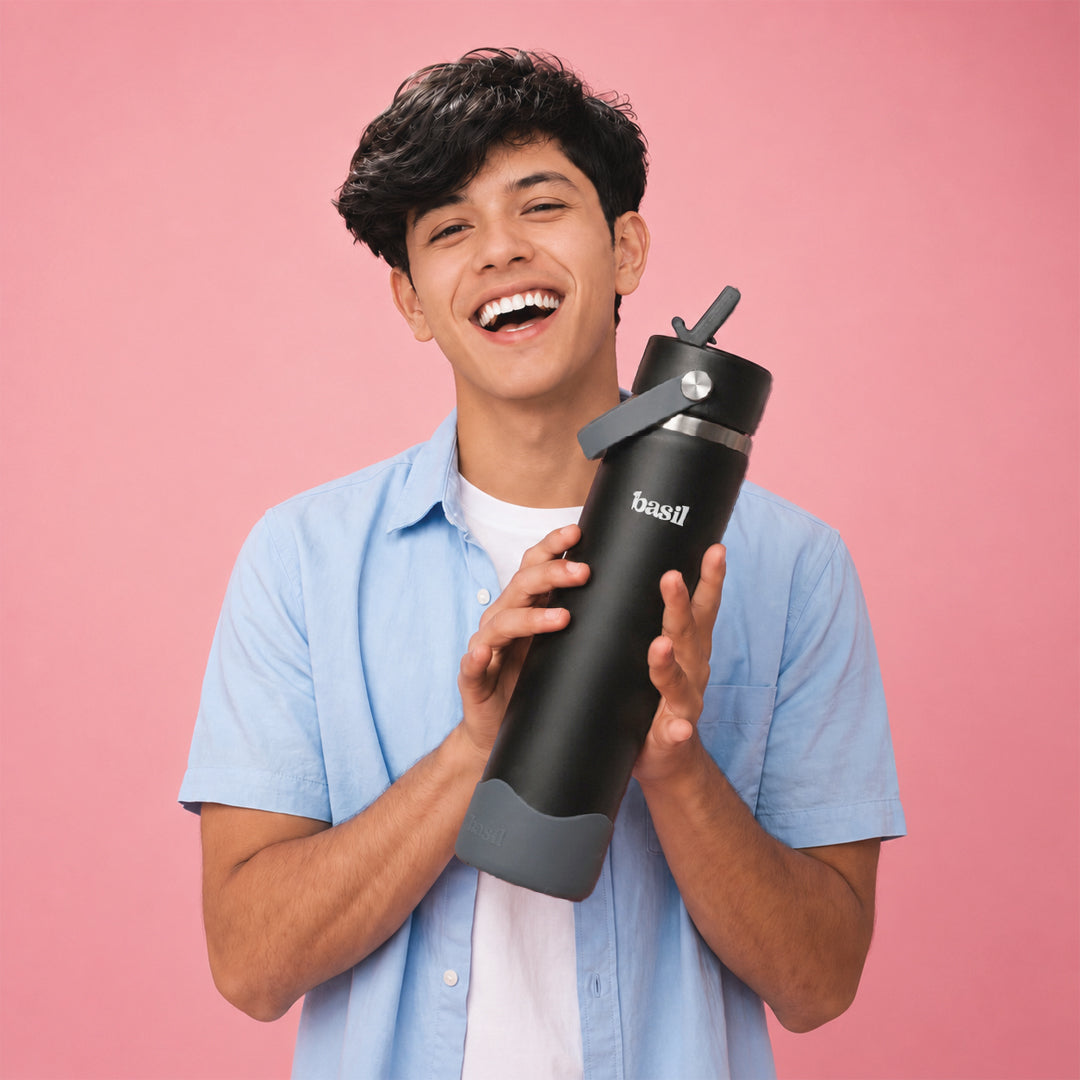 Insulated Stainless steel Sipper with Carry Handle - Classic Black
