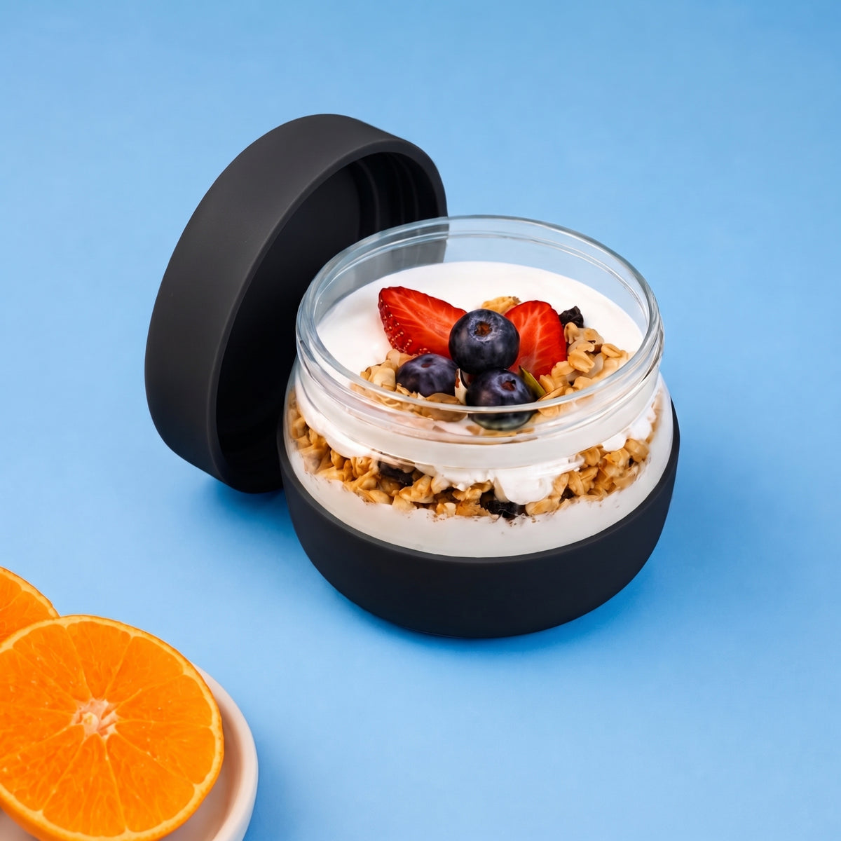 500 ml Glass Food Storage Container with Airtight Lid – Classic Black