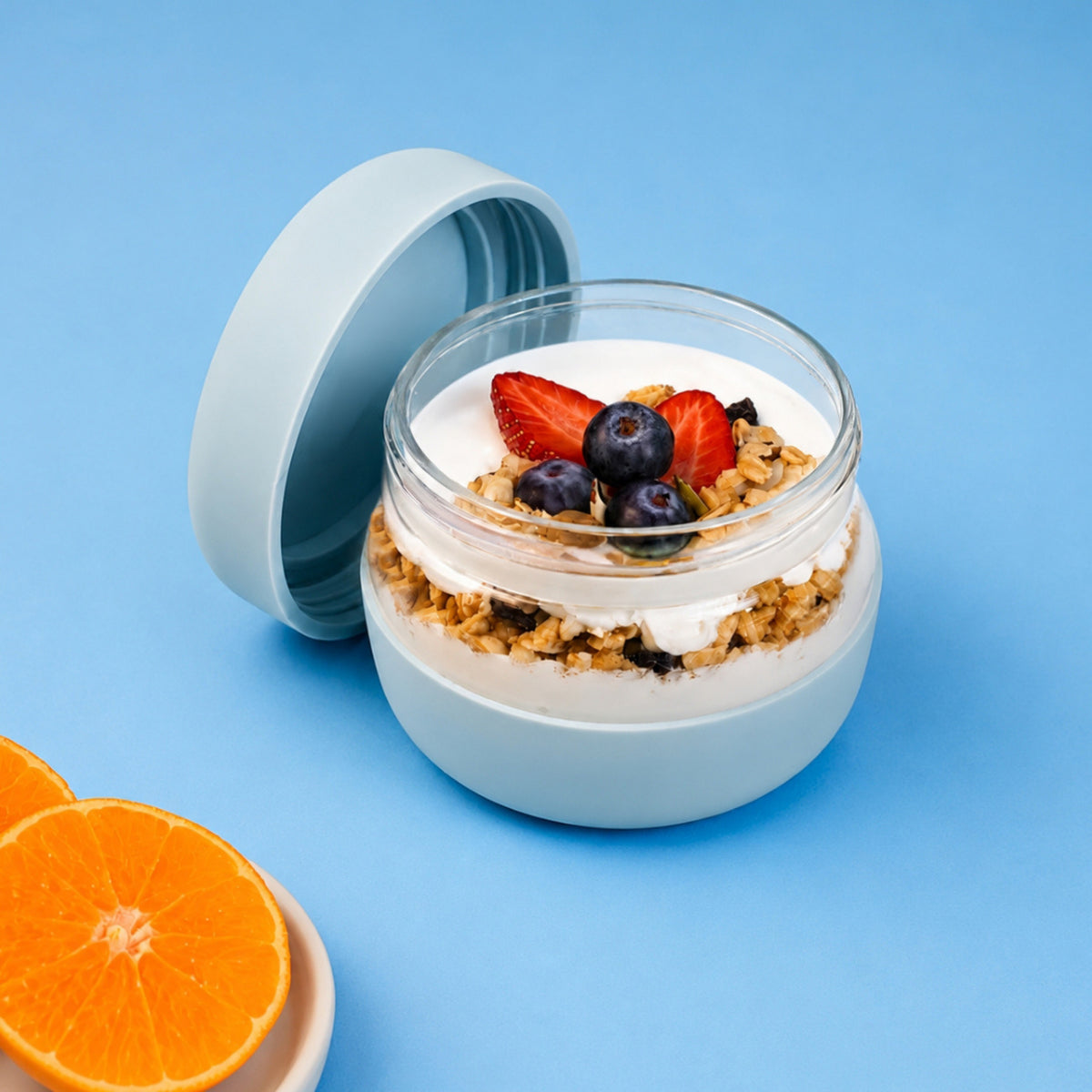 500 ml Glass Food Storage Container with Airtight Lid – Classic Periwinkle