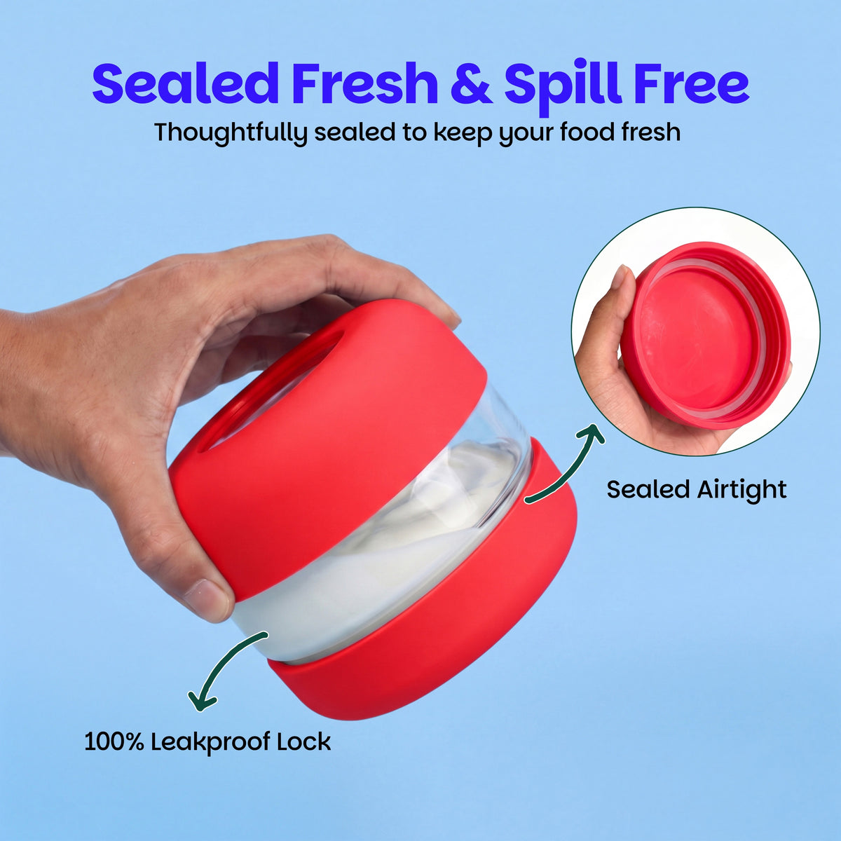 500 ml Glass Food Storage Container with Airtight Lid – Classic Rouge
