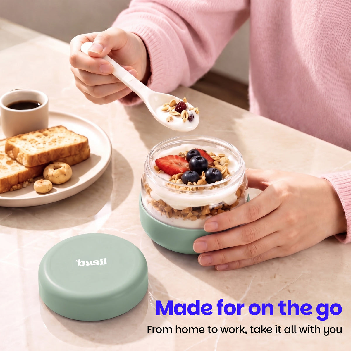 500 ml Glass Food Storage Container with Airtight Lid – Classic Sage