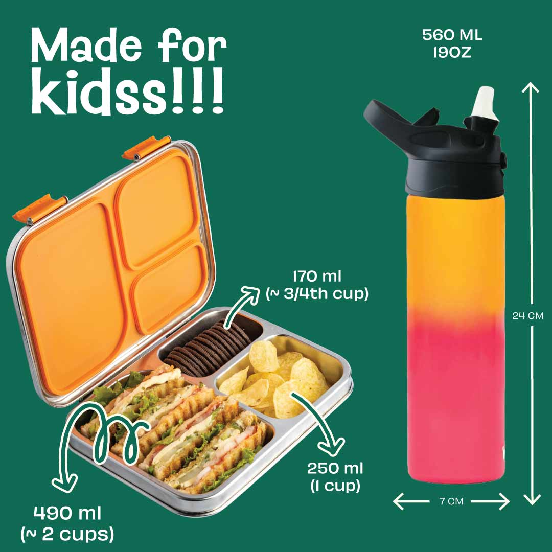 Set of 2 Bento box & 560 ml Sipper - Cloud Hopper