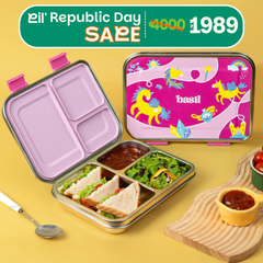 3 Compartment easy open-close Lunchbox - Pixie Dash