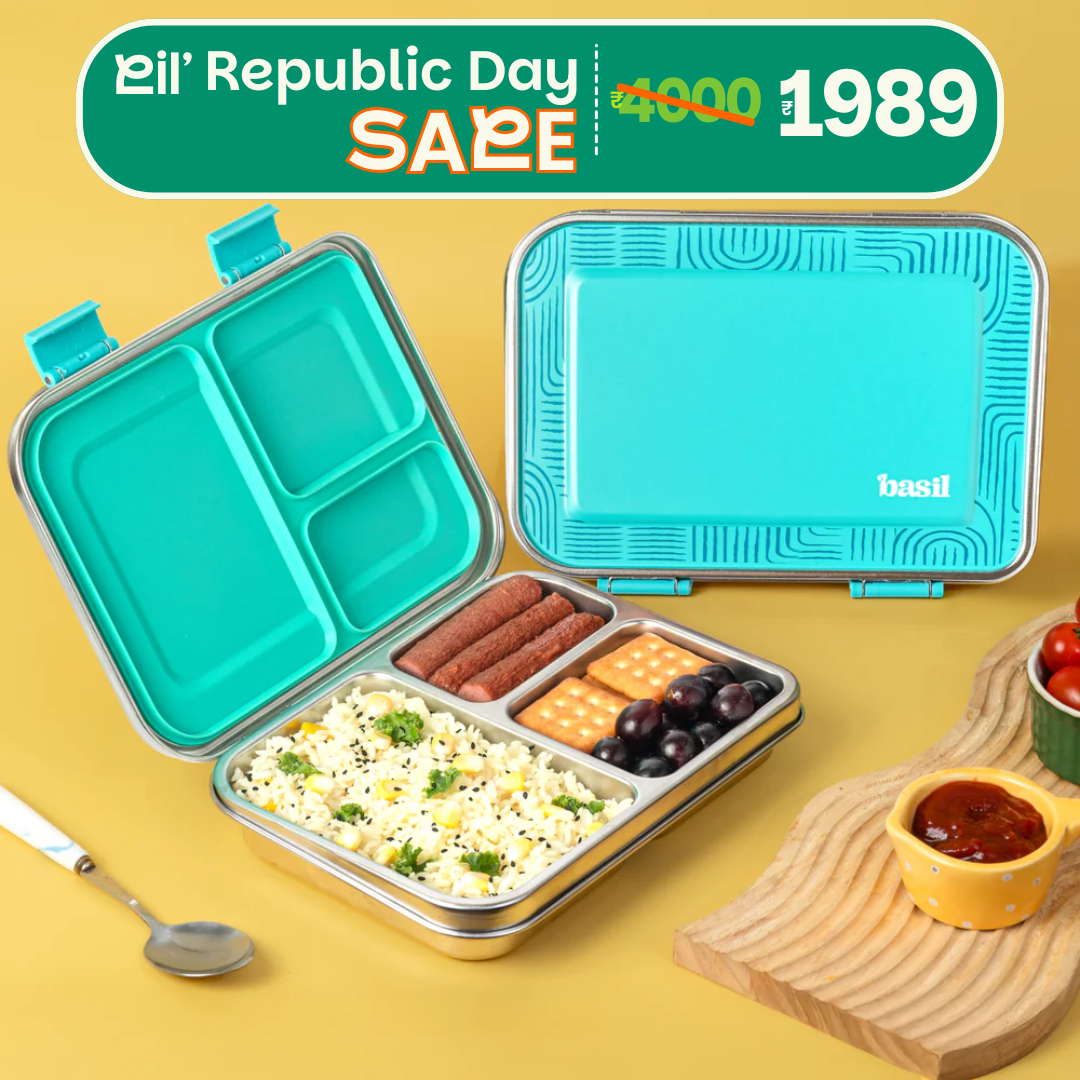3 Compartment easy open-close Lunchbox - Classic Teal