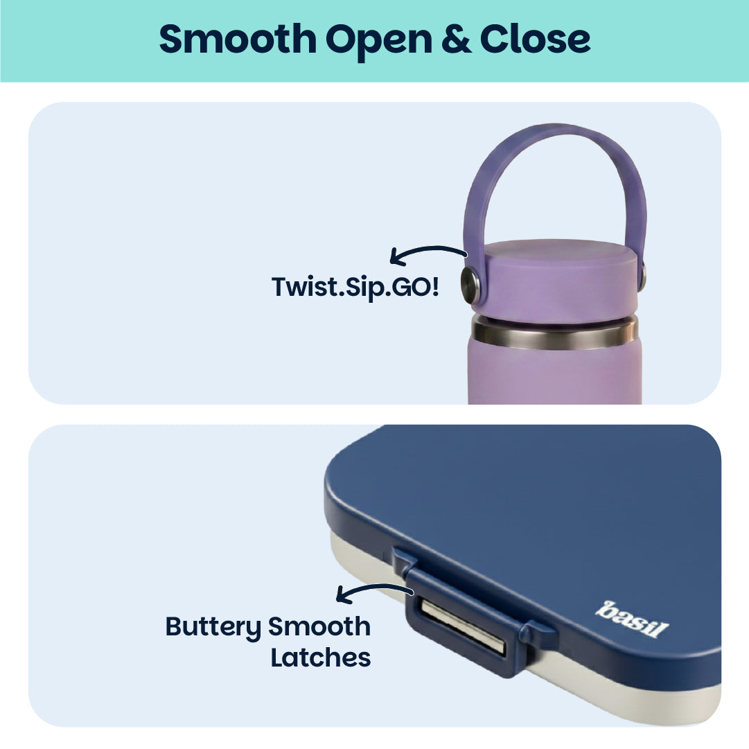School Combo- Set of Water Bottle and Lunch Box Navy