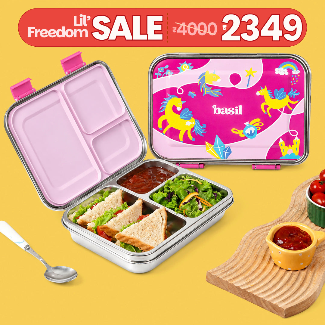 3 Compartment easy open-close Lunchbox - Pixie Dash