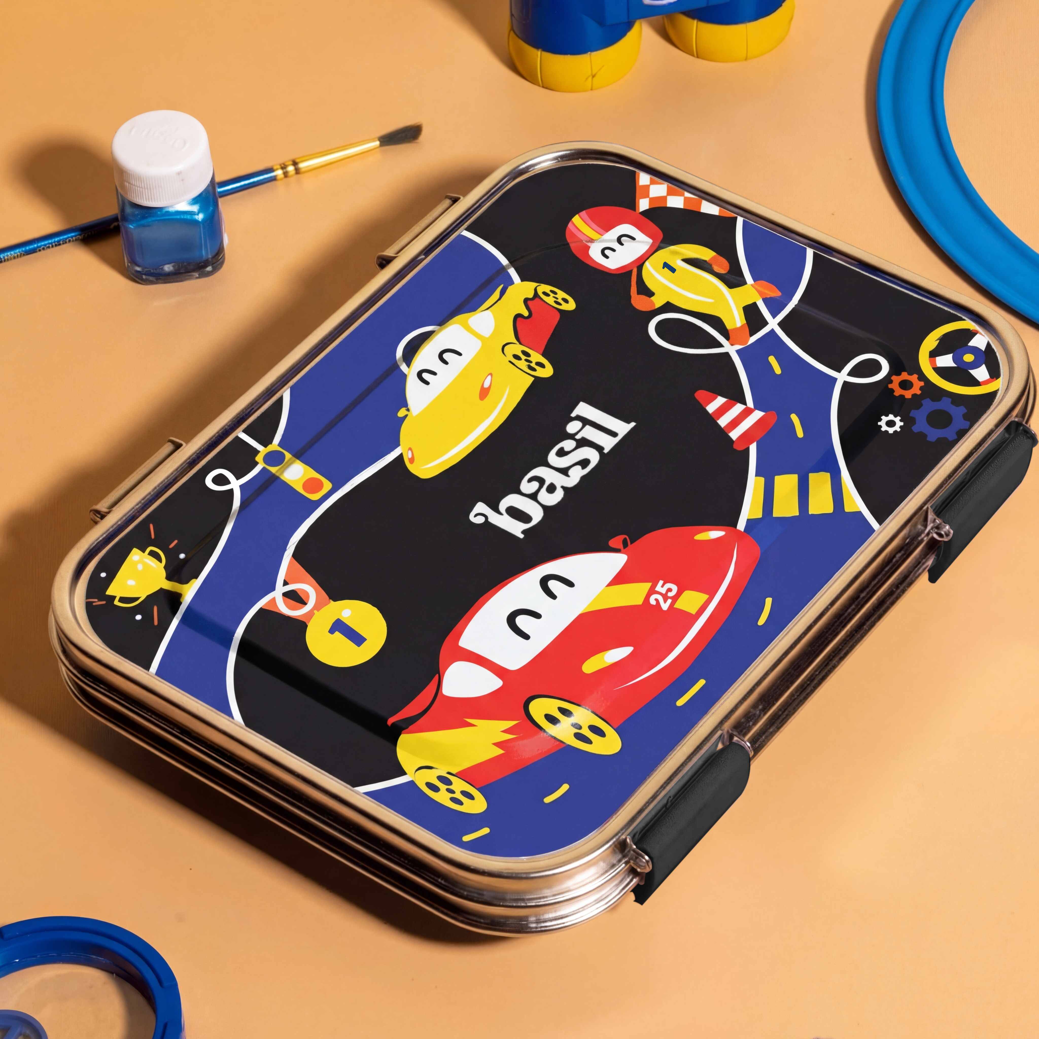 3 Compartment Stainless steel Lunchbox- Rally Wally