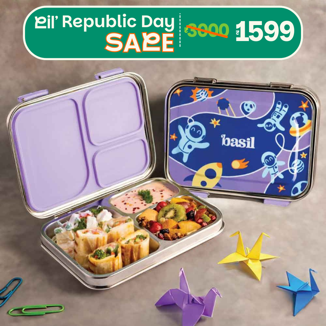 3 Compartment Stainless steel Lunchbox - Super Swoosh