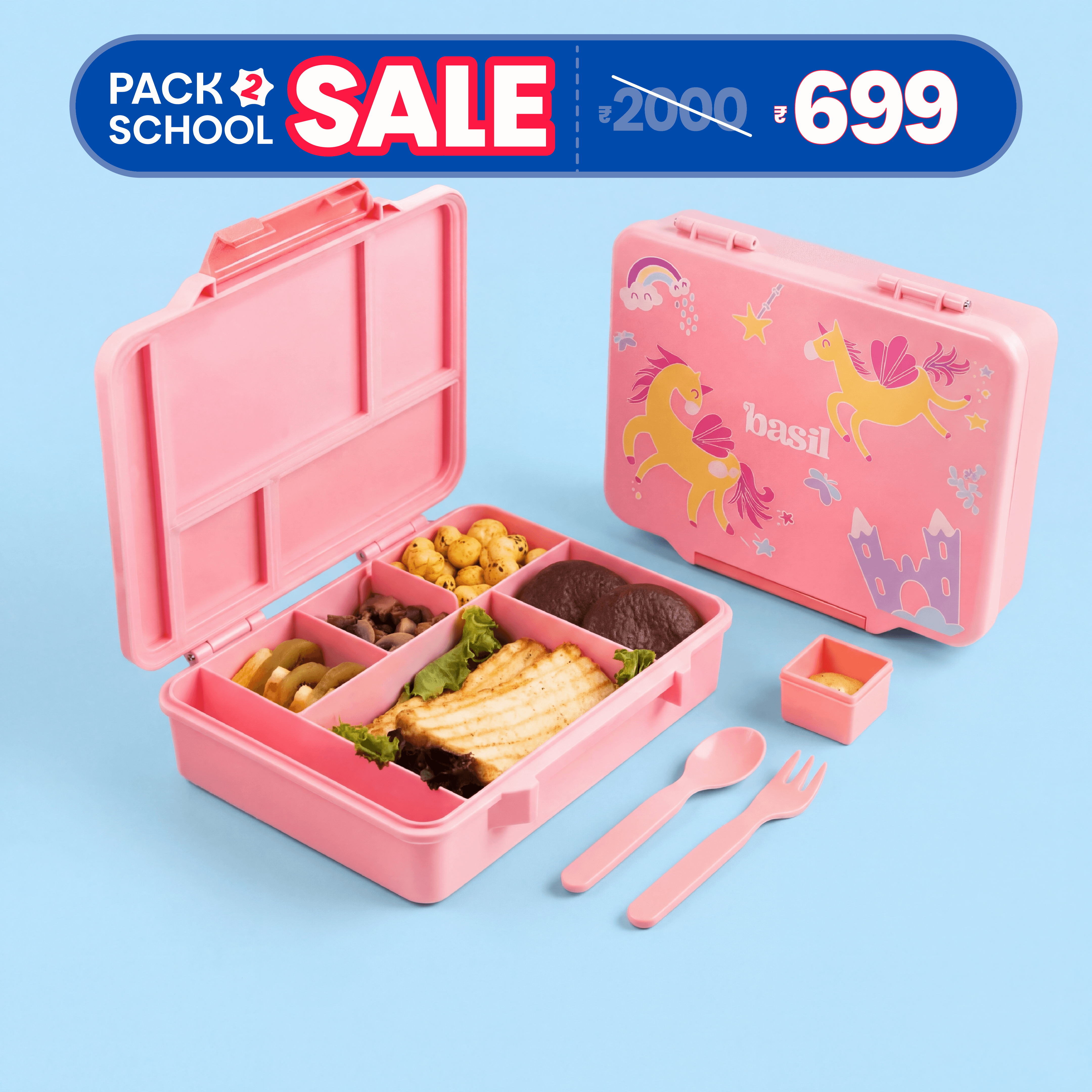 5 Compartment BPA Free Bento box - Pixie Dash [ NO RETURNS & NO WARRANTY ]