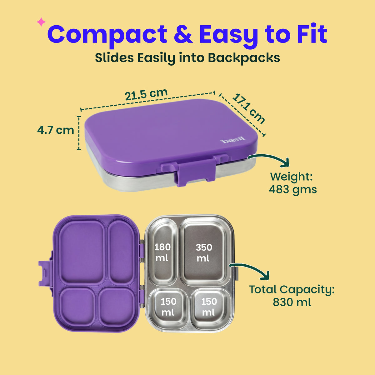 Bento Quad 4 C Lunch Box - Purple Pop
