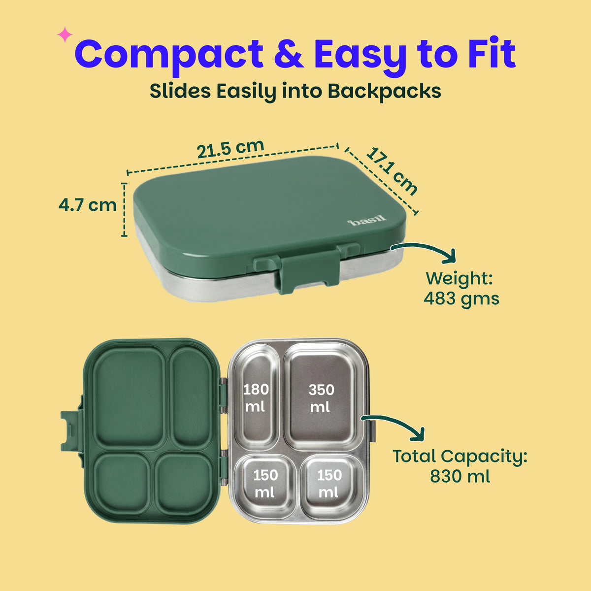 Bento Quad 4 Section Lunch Box - Wild Wood