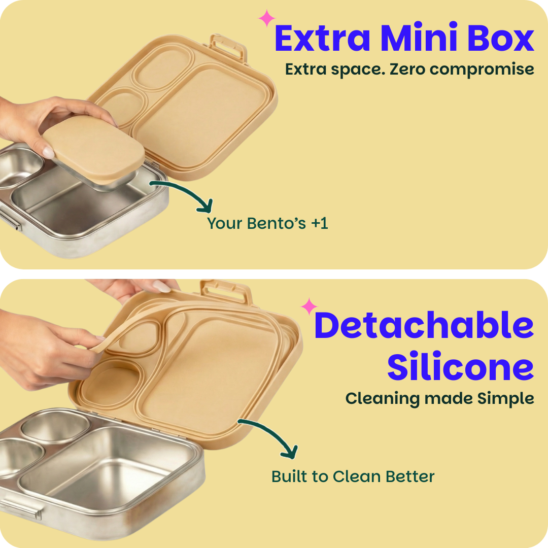3+1 Compartment Stainless steel Lunchbox with Mini Box - Himachali Guldaan
