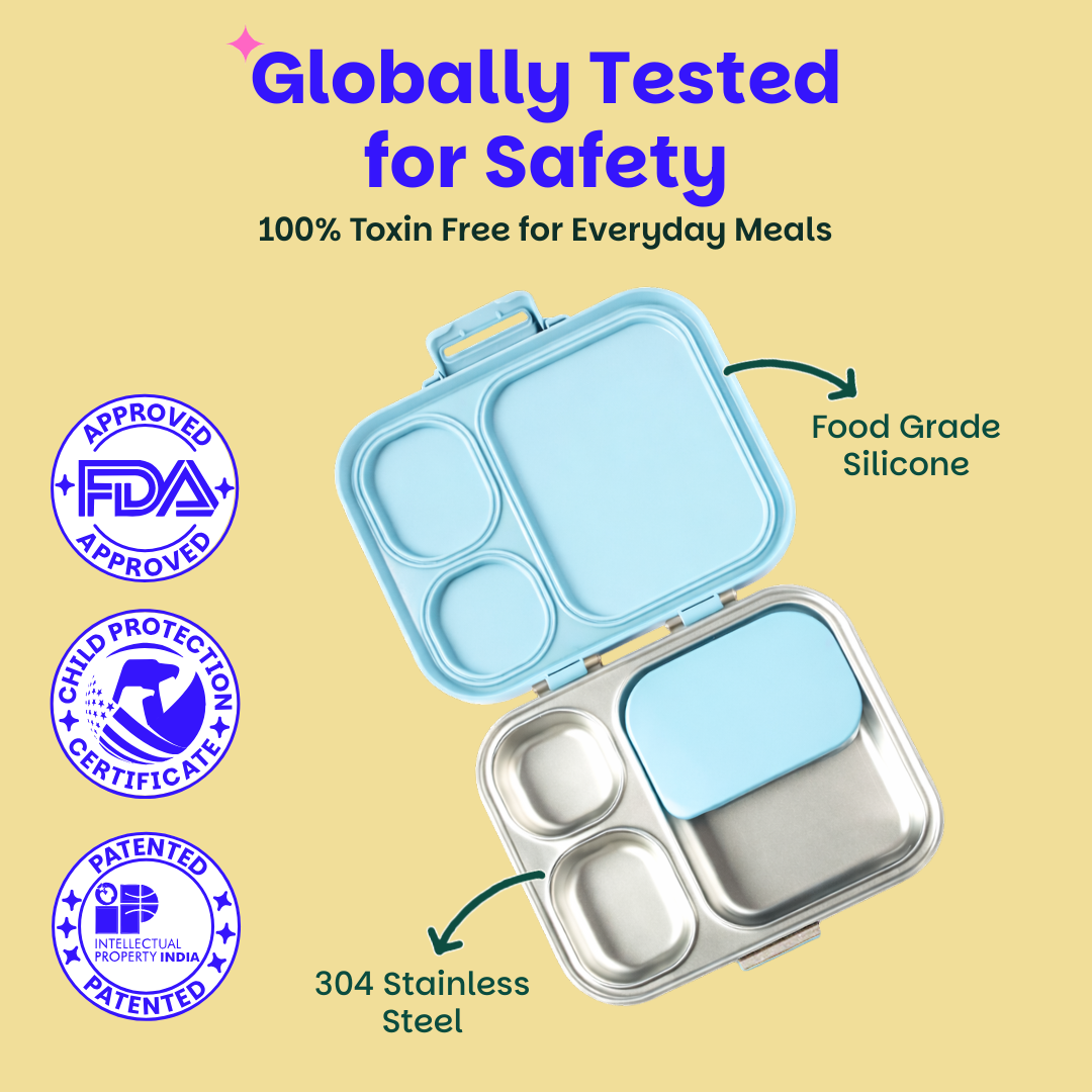 4 Compartment Stainless steel Lunchbox with Mini Box - Sakura Bloom