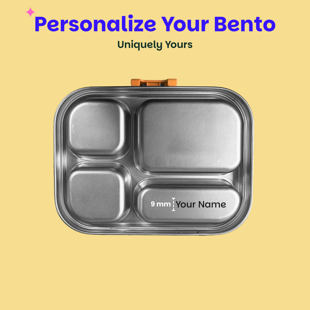 4 Compartment Stainless steel Lunchbox with Plastic lid - Coral Swirl