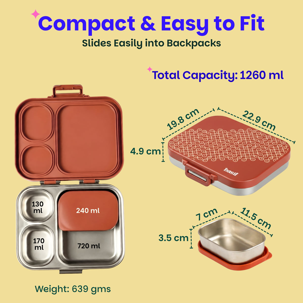 Bento Quad+ Lunch Box - Tanjore Kolam