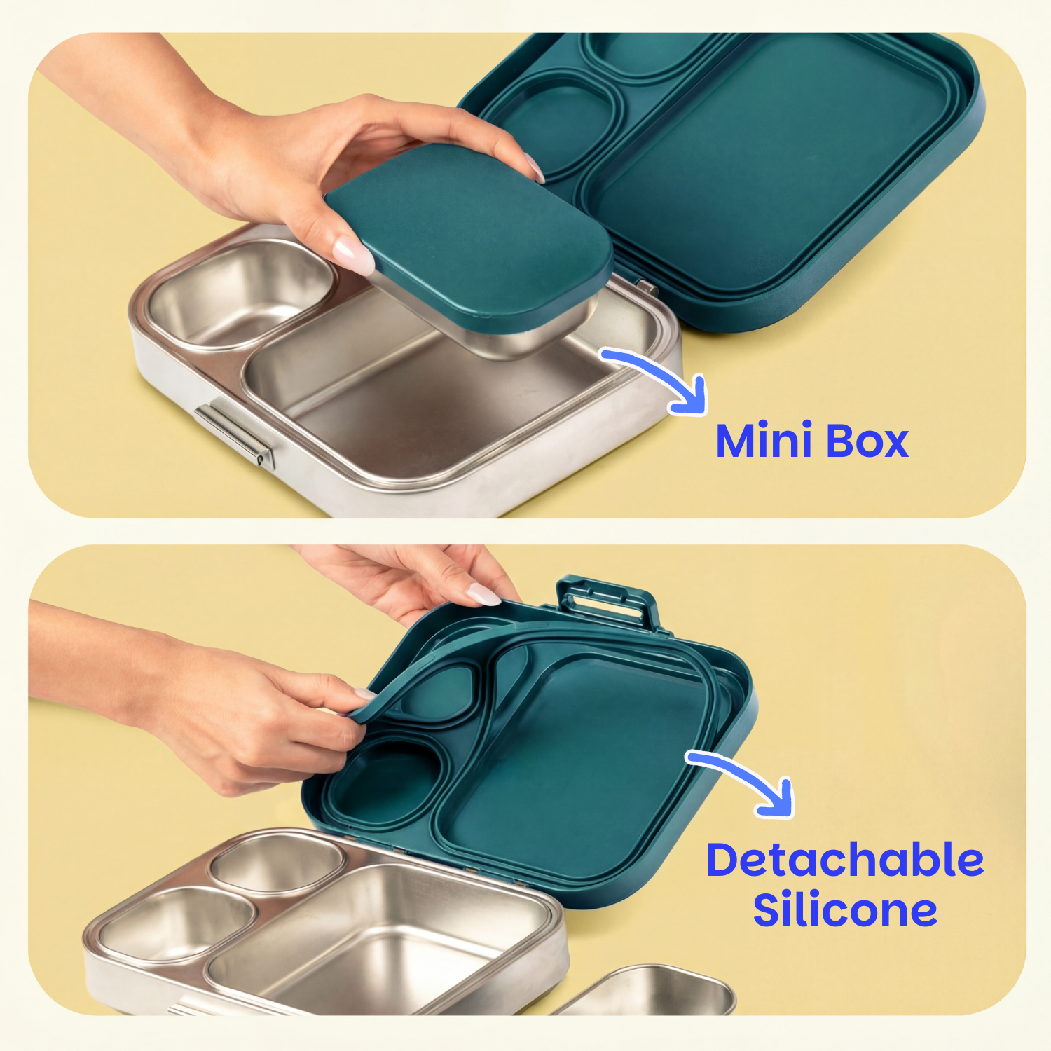 4 Compartment Stainless steel Lunchbox with Mini Box - Jaipuri Jaali