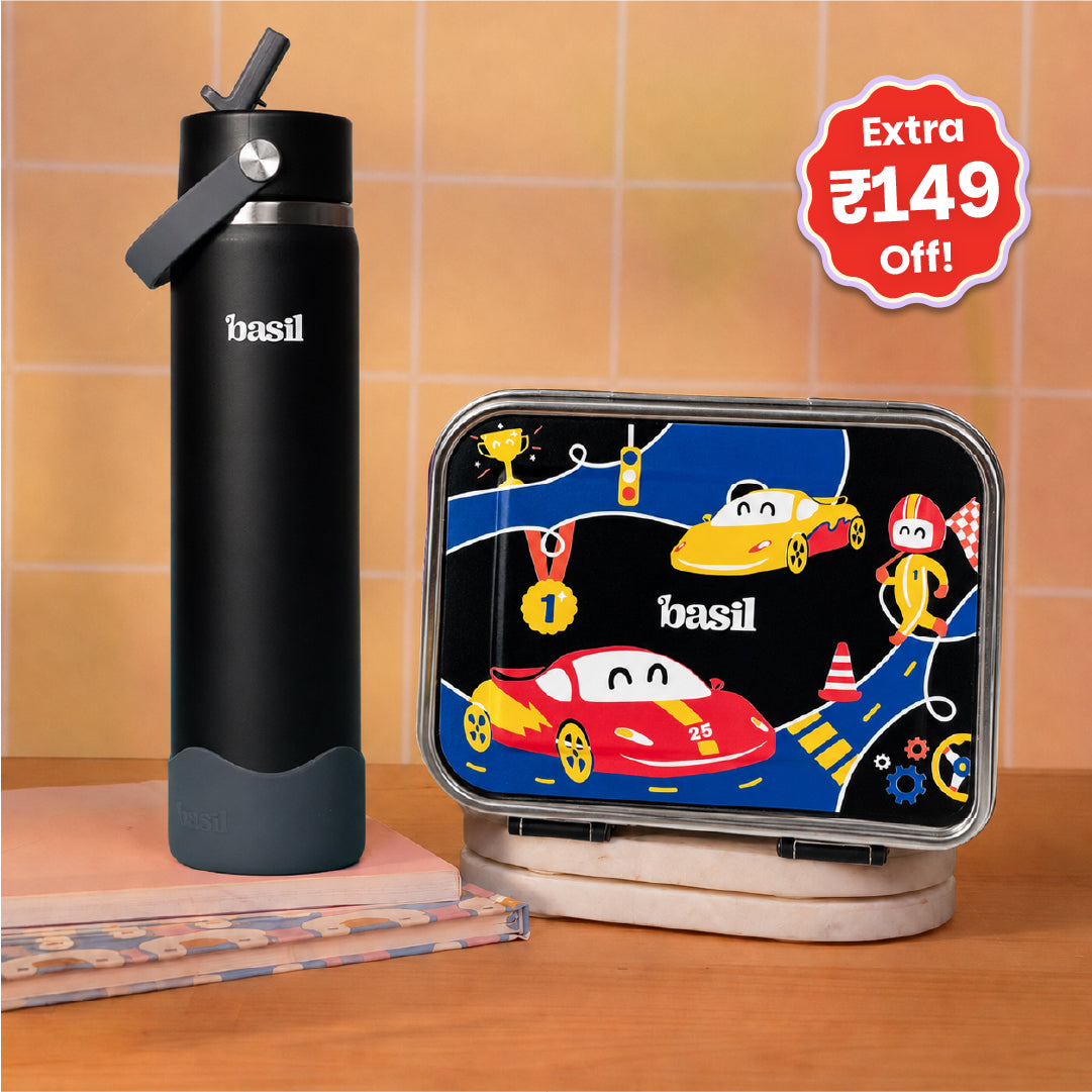 School Combo- Set of Water Bottle and Lunch Box Car