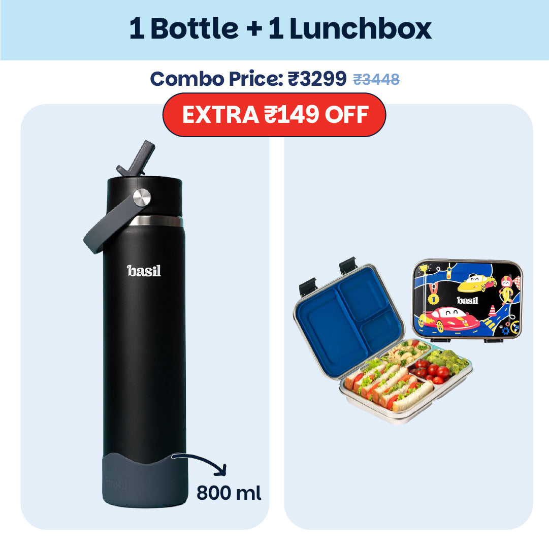 School Combo- Set of Water Bottle and Lunch Box Car