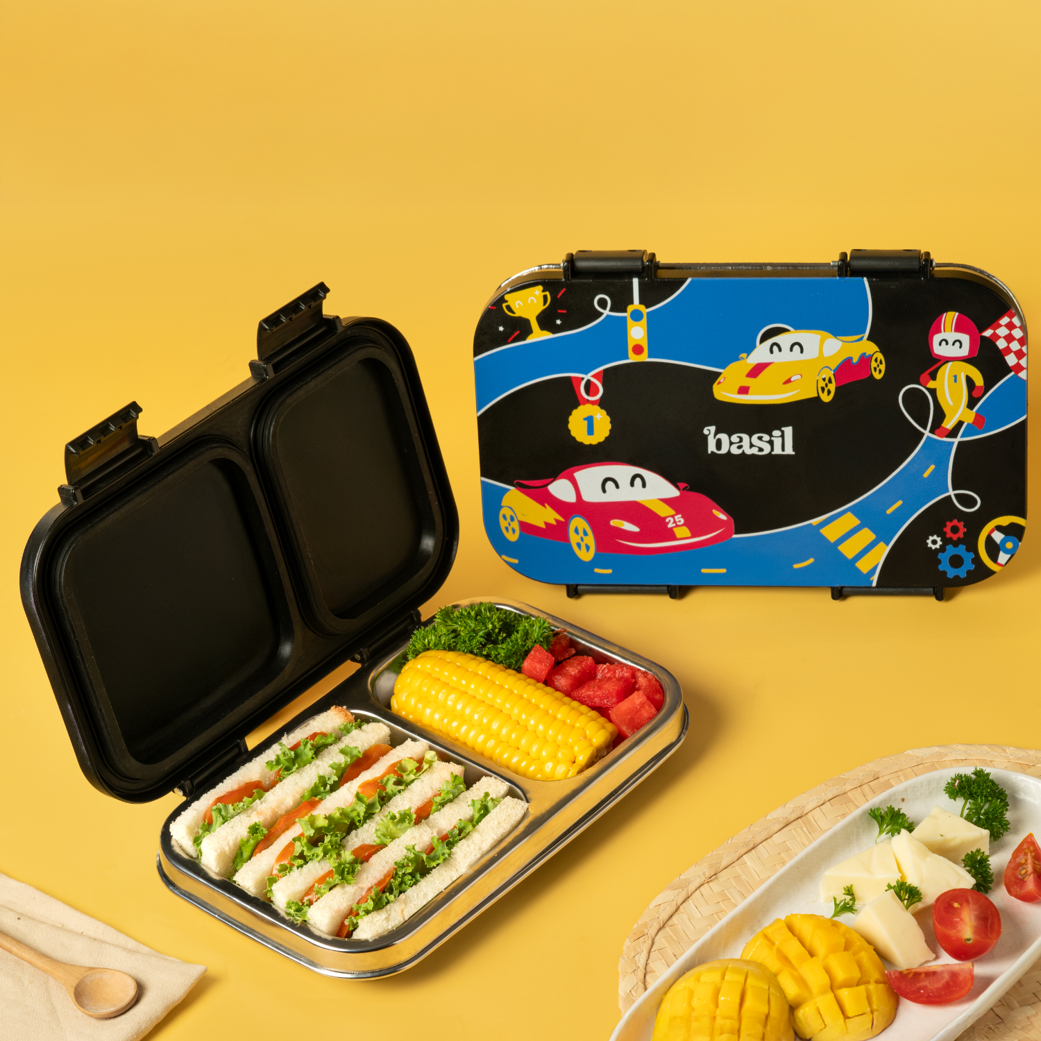 2 Compartment Stainless steel with Plastic Lid - Rally Wally