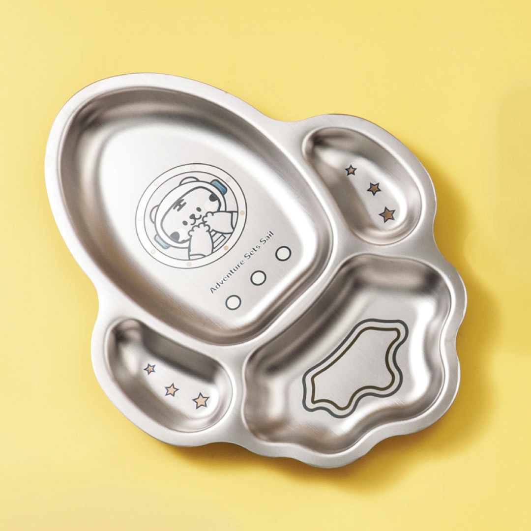 4 Compartment Stainless steel Rocket Plate - Tiger