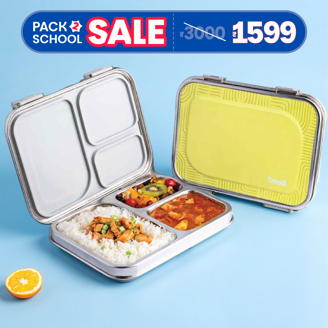 3 Compartment Stainless steel Lunchbox - Classic Savannah green