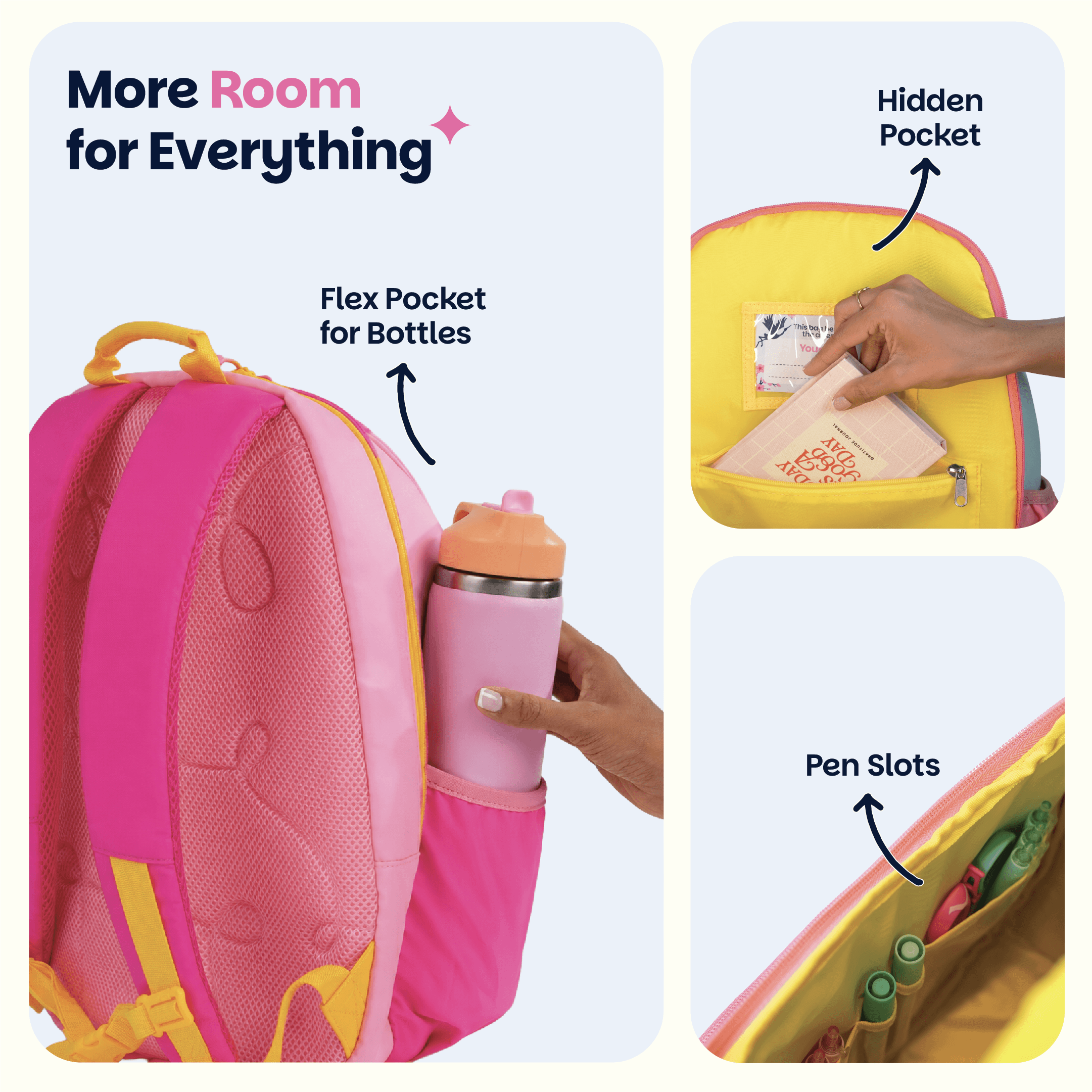 School backpack for Grades 1 to 5 with 4 spacious compartments - Pixie Dash